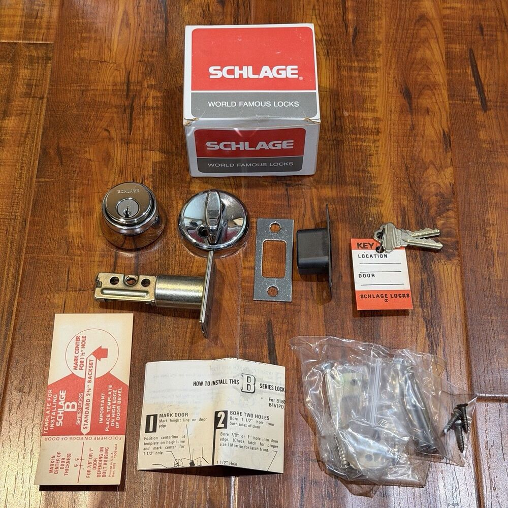 SCHLAGE B460P 625 2-3/8" Backset Polished Chrome Single Cylinder Deadbolt - New!